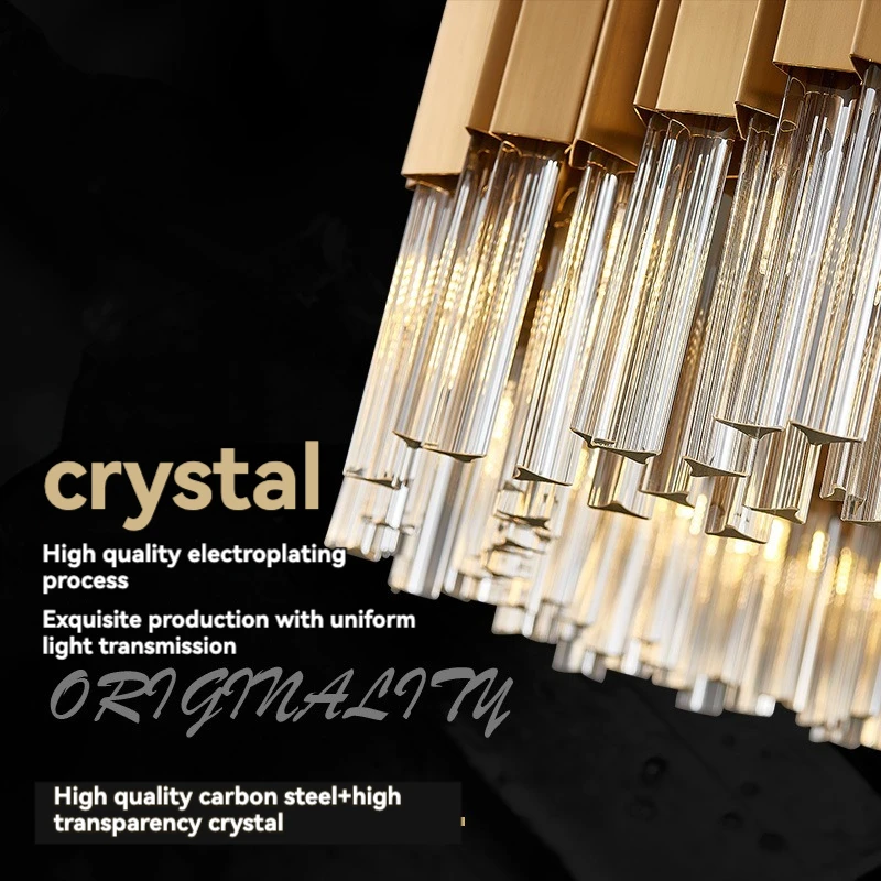 Imagem -04 - Nordic Gold Luxury Crystal Chandeliers Led Pendant Light Luminária para Sala de Estar Salão do Hotel Decoração da Sala de Jantar Lâmpada Pendurada 2024