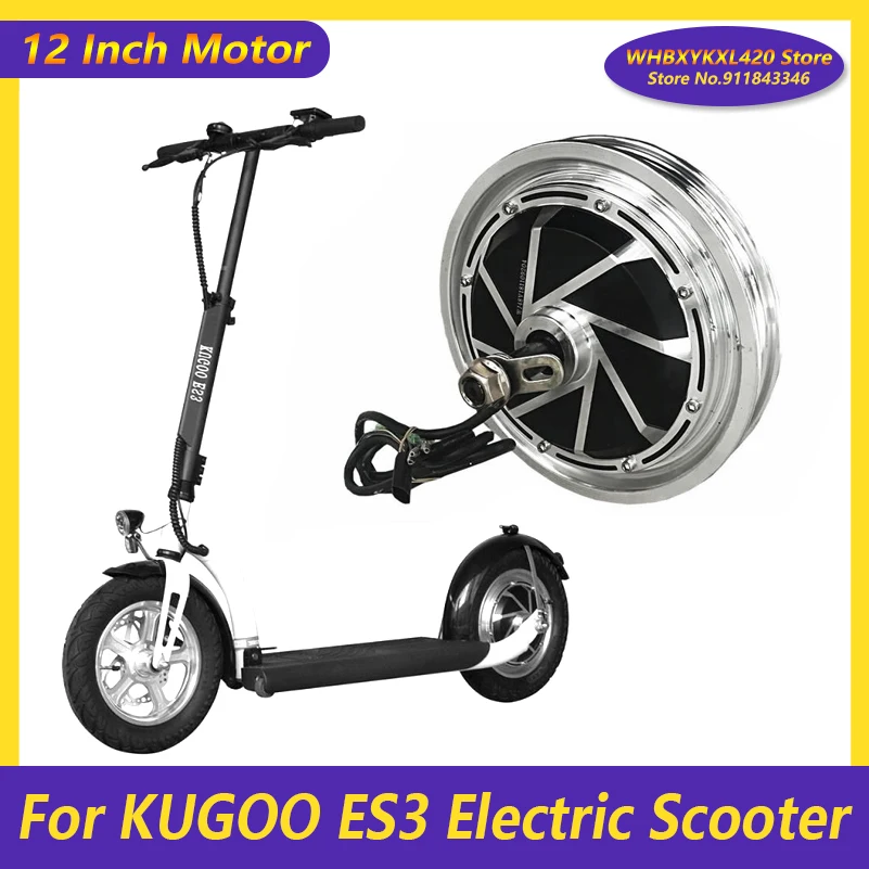 Original 12 Inch Rear Wheel Hub Motor for KUGOO ES3 Electric Scooter 48V 500W Tires   Replacement Accessories Parts