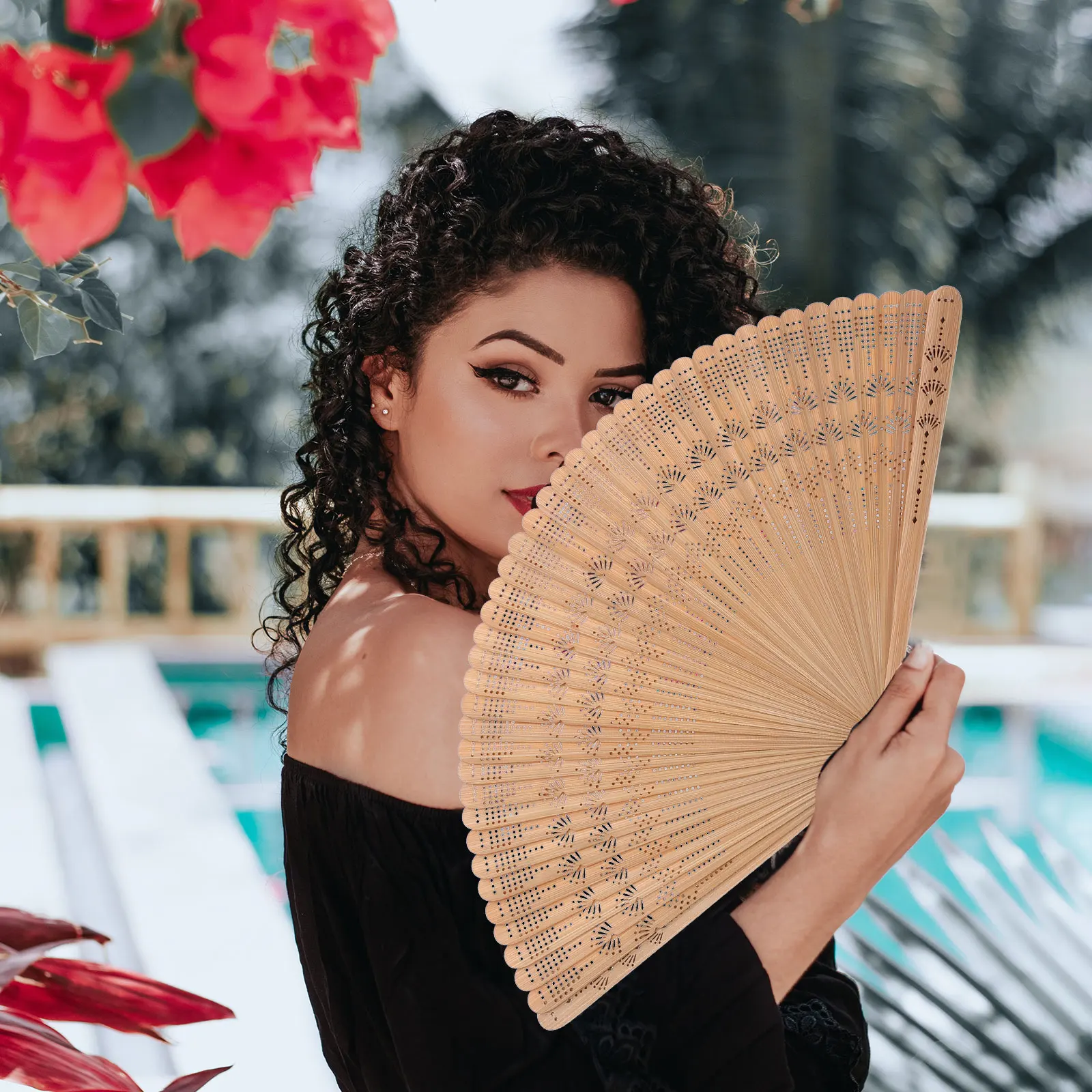 

Bamboo Folding Fan Dance Fans for Women Manual Handheld Foldable Vintage Travel