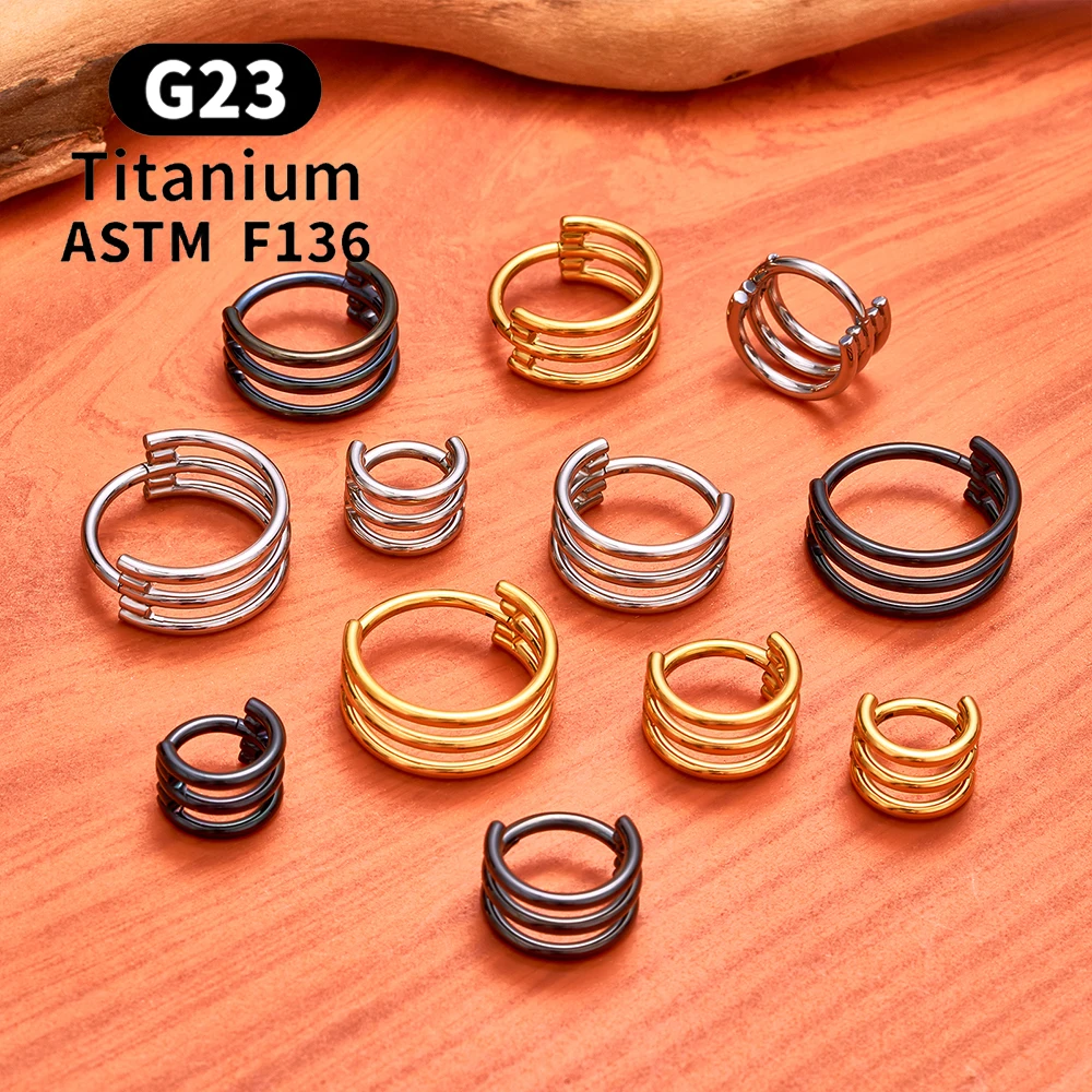 ASTM F136 Titanium 16G Hinged Nose Ring CZ Septum Clicker Cartilage Hoop Earrings Tragus Rook Daith Conch Helix Piercing Jewelry
