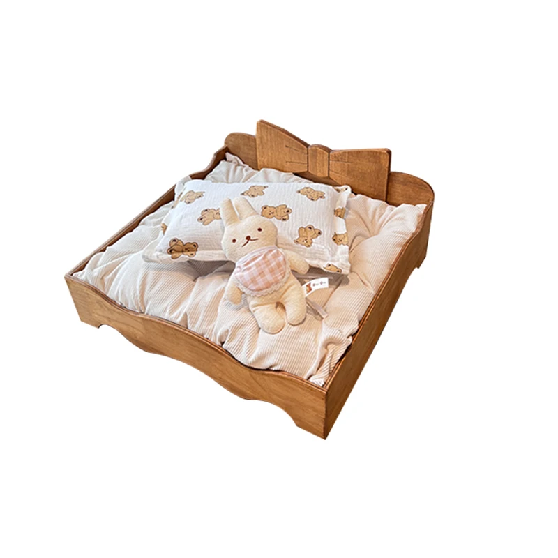 

Solid Wood French Outlet Cat Bed With Plush Foam Velvet Modern & Classic Animal Pattern For All Seasons For Cat And Dog Petting