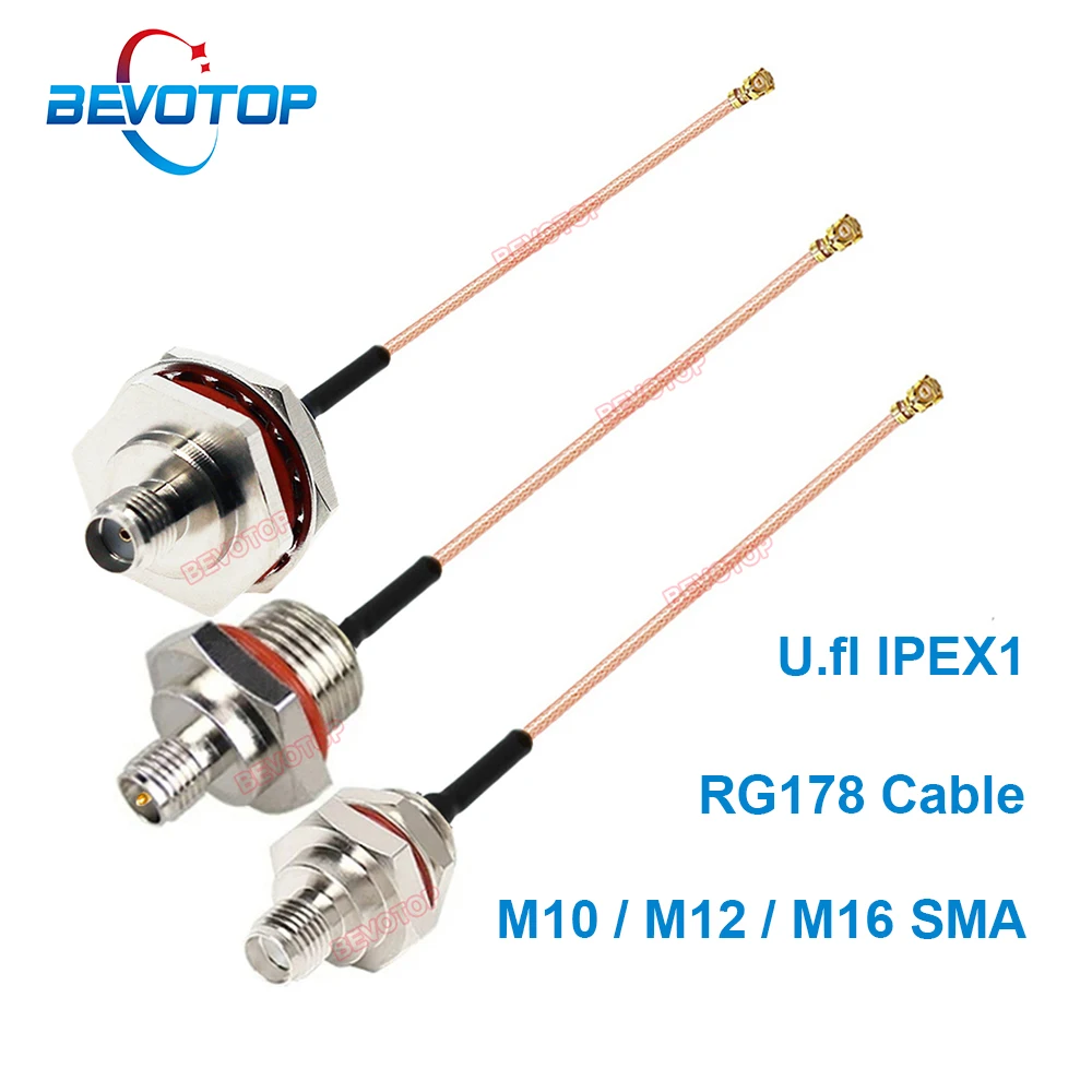 

10PCS/LOT M10 M12 M16 SMA / RP-SMA Female to u.FL IPEX1 Female Connector RF Coax Antenna Extension Cable RG178 SMA IPEX Cable