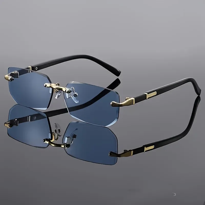 Trendy Randlose Rechteck Sonnenbrille Rahmenlose Fashion Shades Punk Sonnenbrille Farbverlauf Männer Frauen UV400 Brillen Fahren