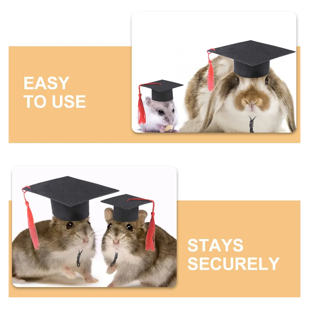 

2Pcs Pet Graduation Caps Mini Bachelor Hats Tassel Costume Guinea Pigs Hamster Photo Prop Guinea Pig Caps Mini Graduation Cap
