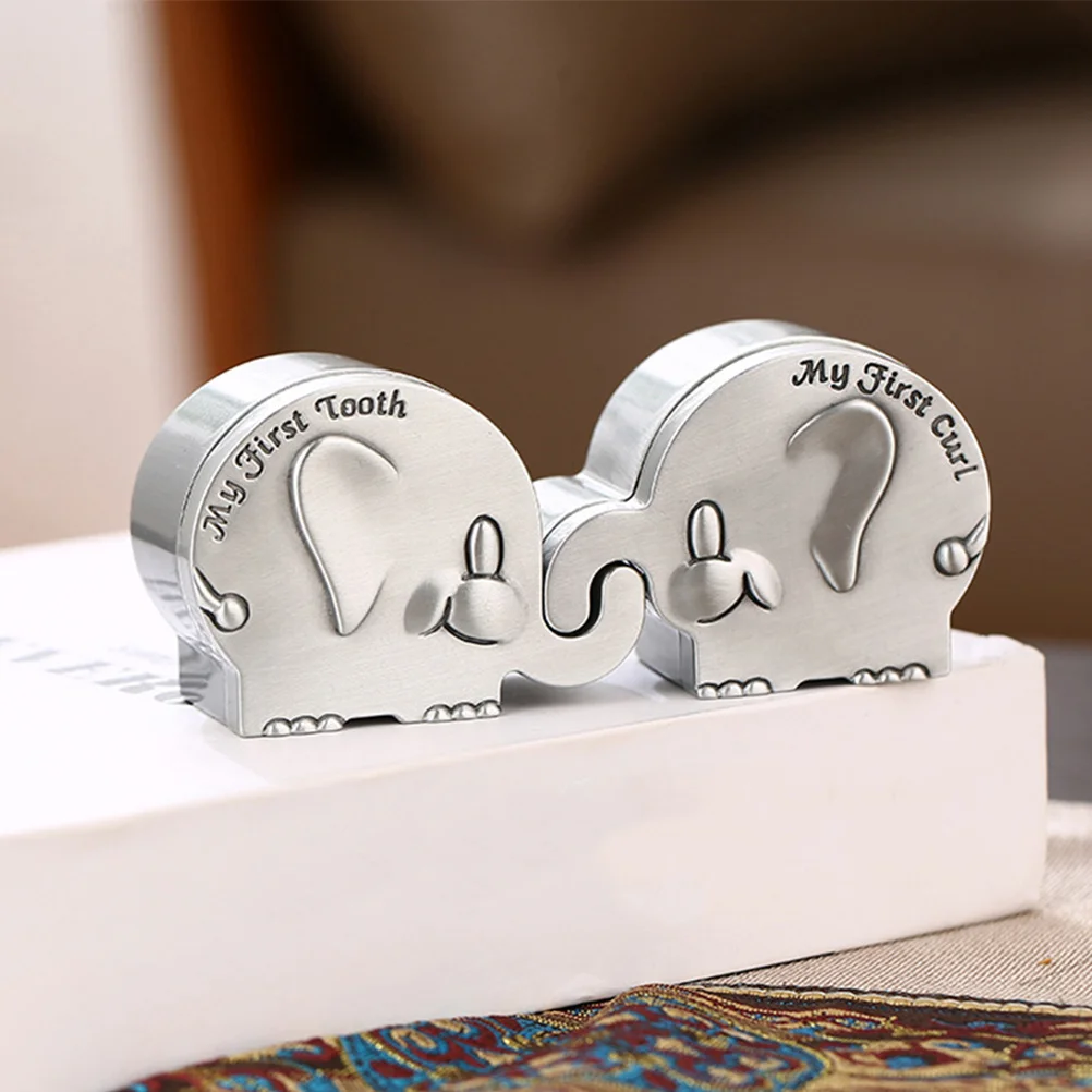 

1 Pair Elephant Baby Tooth Box Keepsake Organizer Memory Storage for Milk Teeth Umbilical Cord Toddler Gift Tooth Fairy Saver