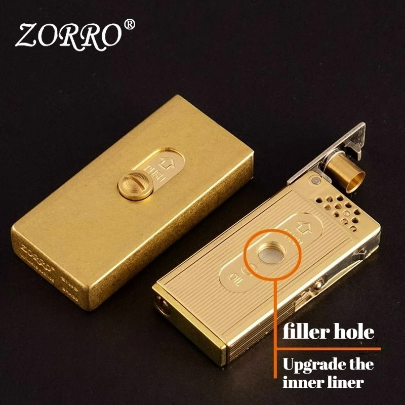 Zorro Authentic Matchbox Oil Lighter Push Pull Sliding Lift Automatic Ignition Engraved Word Smoking Accessories Gift