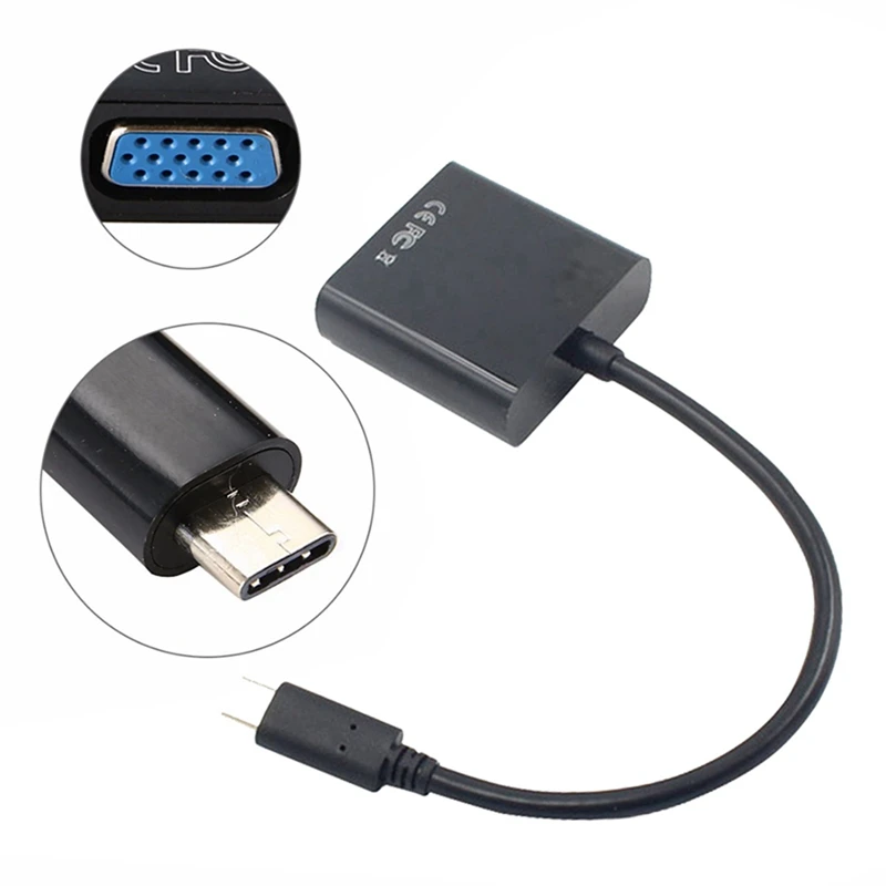 N75R-2X USB-C USB3.1 Type C For Adapter Cable VGA Male To VGA Female Video Transfer Converter 1080P For  12 Inch