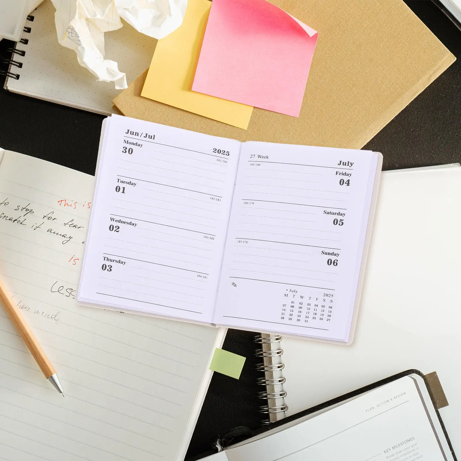 2025 Mini Pocket Weekly Planner Undated Schedule Small Calendar Book Monthly Grid