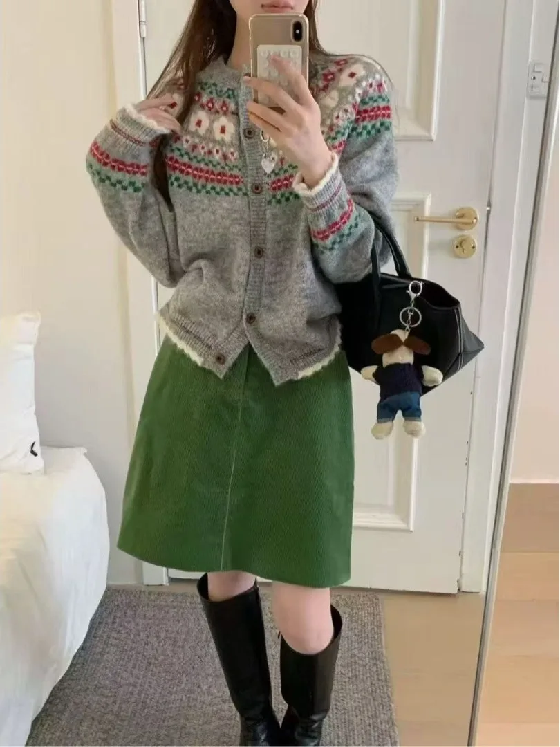 Thiened Cisas Sle Casaco suéter feminino de malha solto ajuste agasalhos de inverno redondo Ne Long Sve Top casual