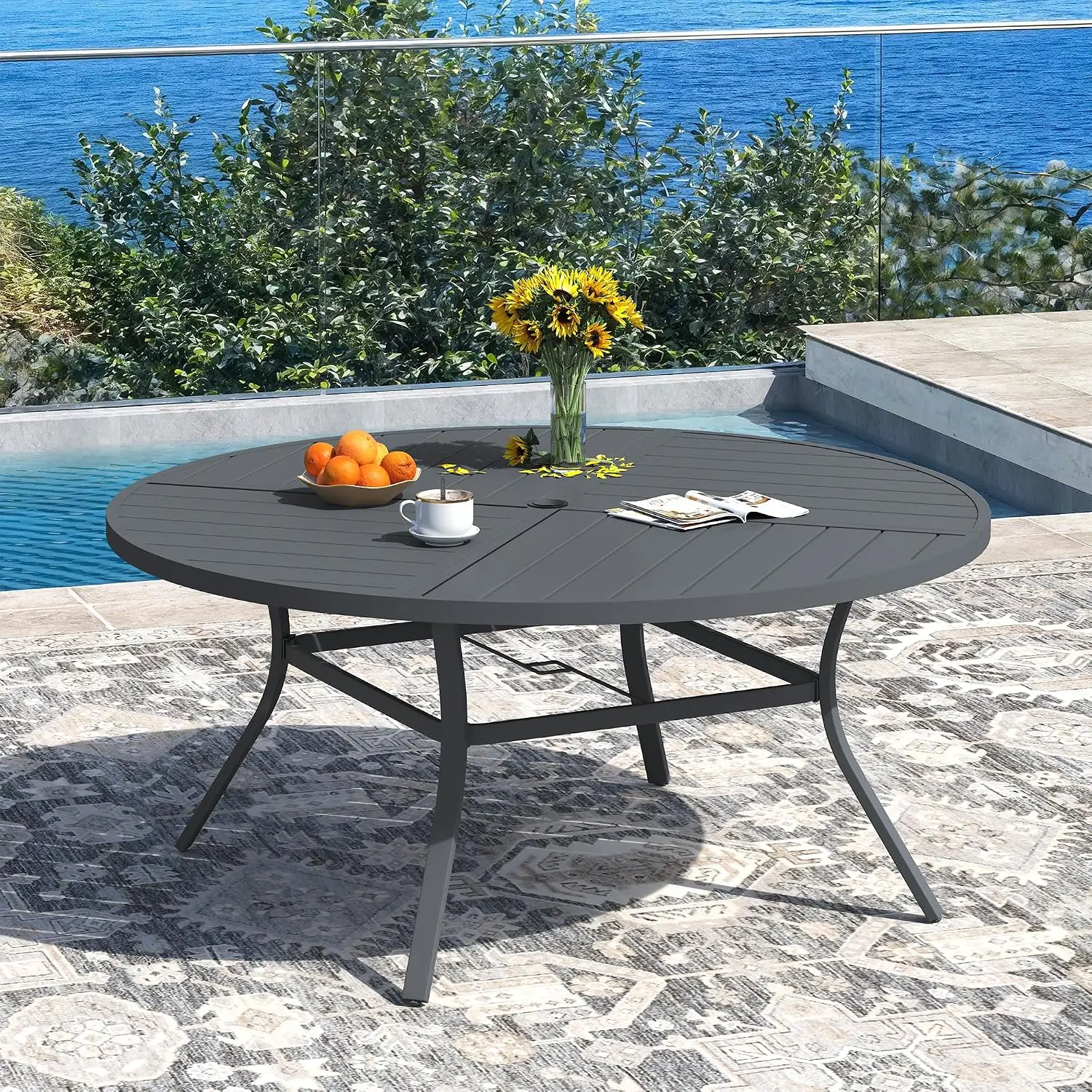 Round Metal Patio Dining Set 10, 11pc 59.8
