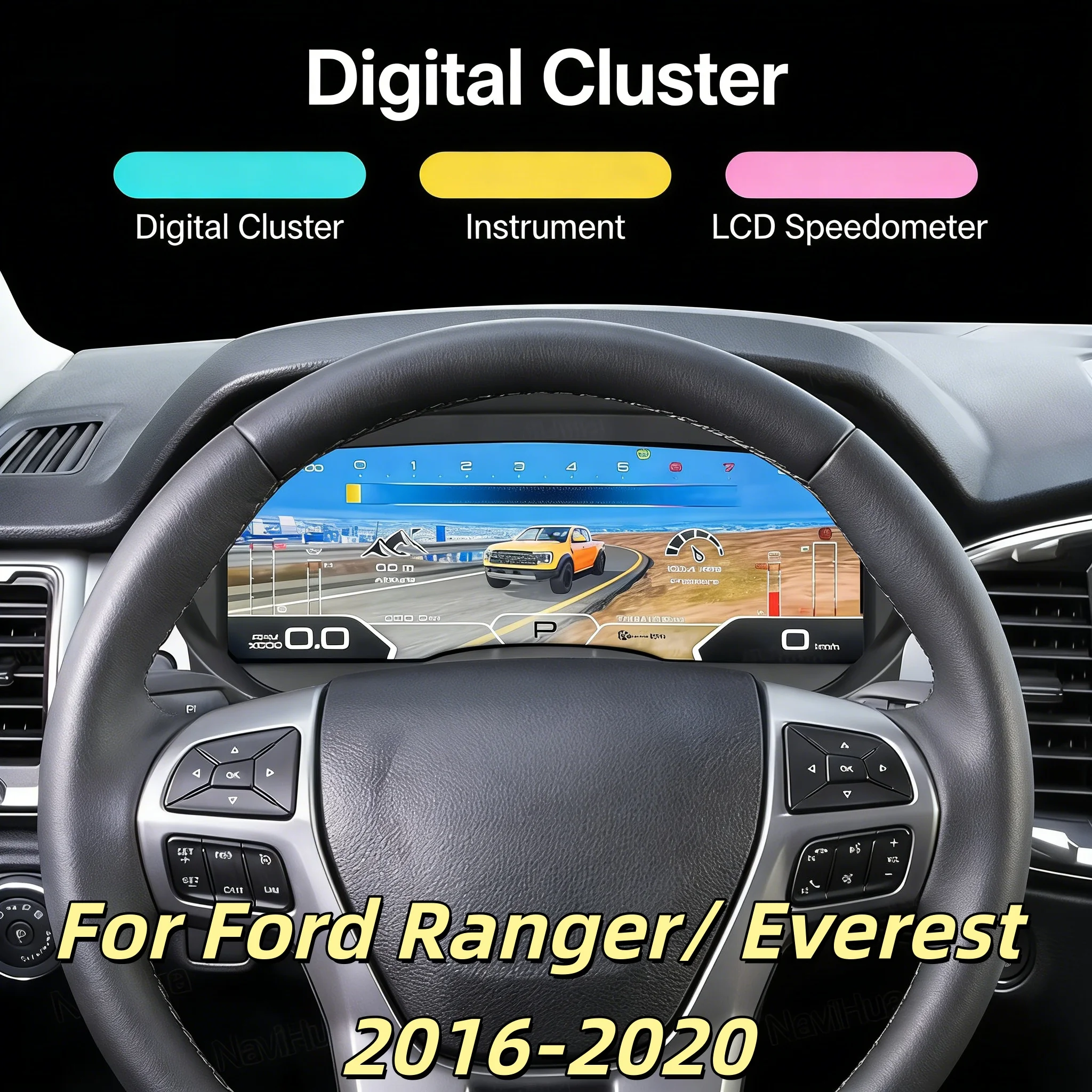 Actualización del Panel de Instrumentos LCD con Velocímetro Digital para Ford Ranger/Everest 2016-2020, Odómetro con Sistema Linux