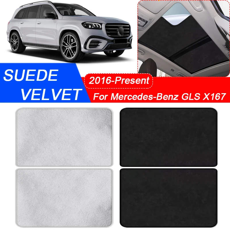 

For Mercedes-Benz GLS X167 X166 2016-Present Car Suede Fabric Electrostatic Adsorption Sunroof Sunshade Heat Insulation Skylight