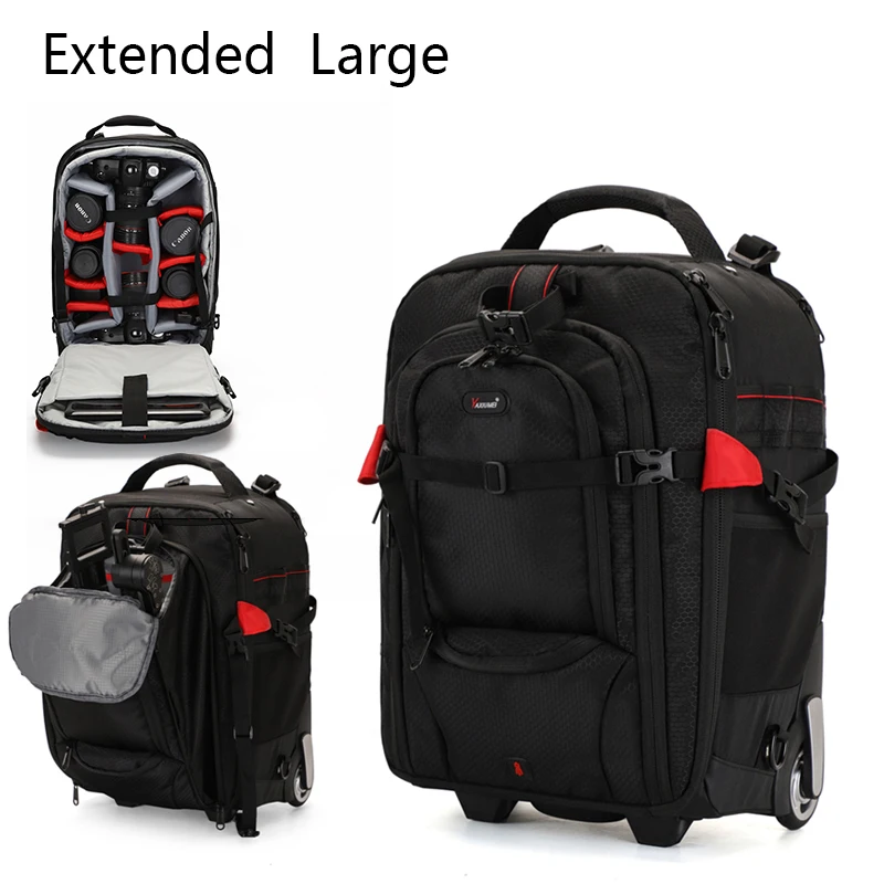 Trolley Photography Backpack Professional Camera Bag Trolley Travel Suitcase Video Photo Digital Camera Luggage Trolley Backpack