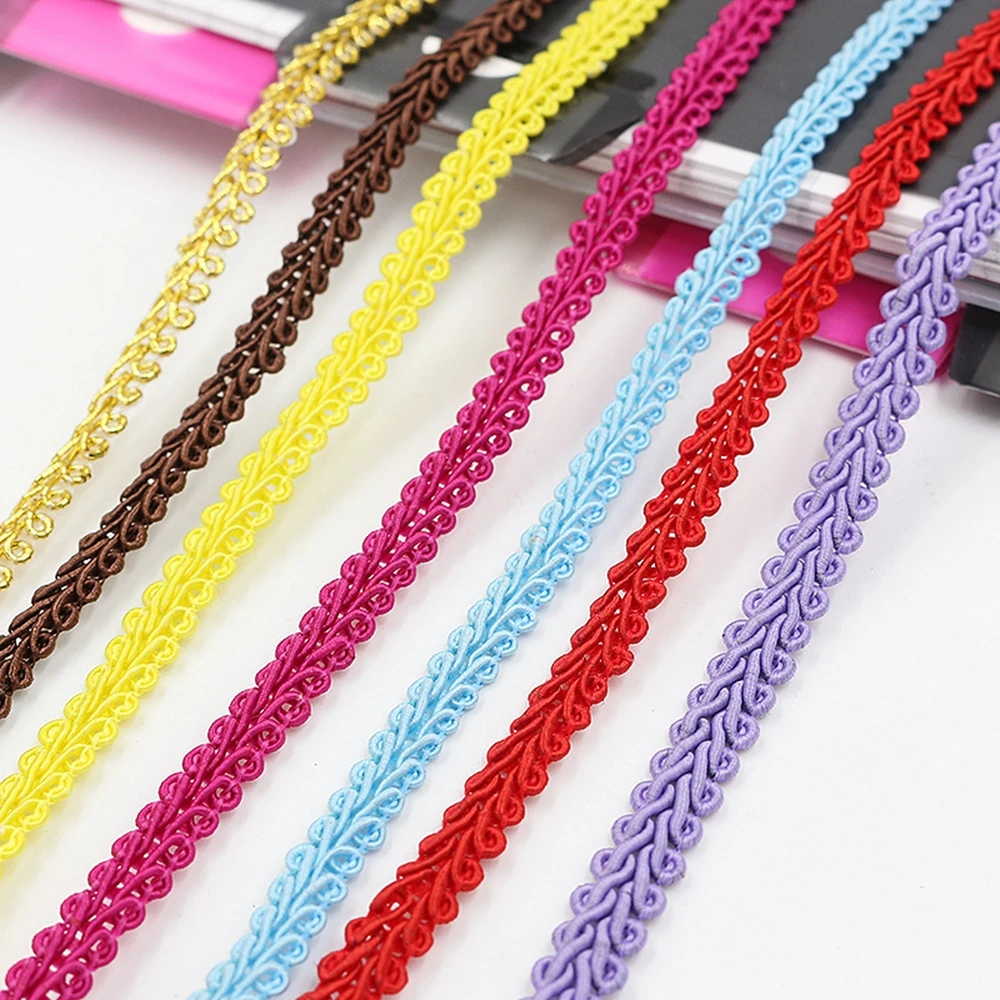 2 Yards 8mm Polyester Lace Trim Ribbon Centipede Braided DIY Craft Sewing Accessories Wedding Decoration Fabric Curve Band