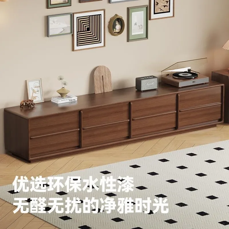 2026 New Solid Wood TV Cabinet Simple Modern Skeleton Line Design Floor Standing Console for Living Room Small Apartment