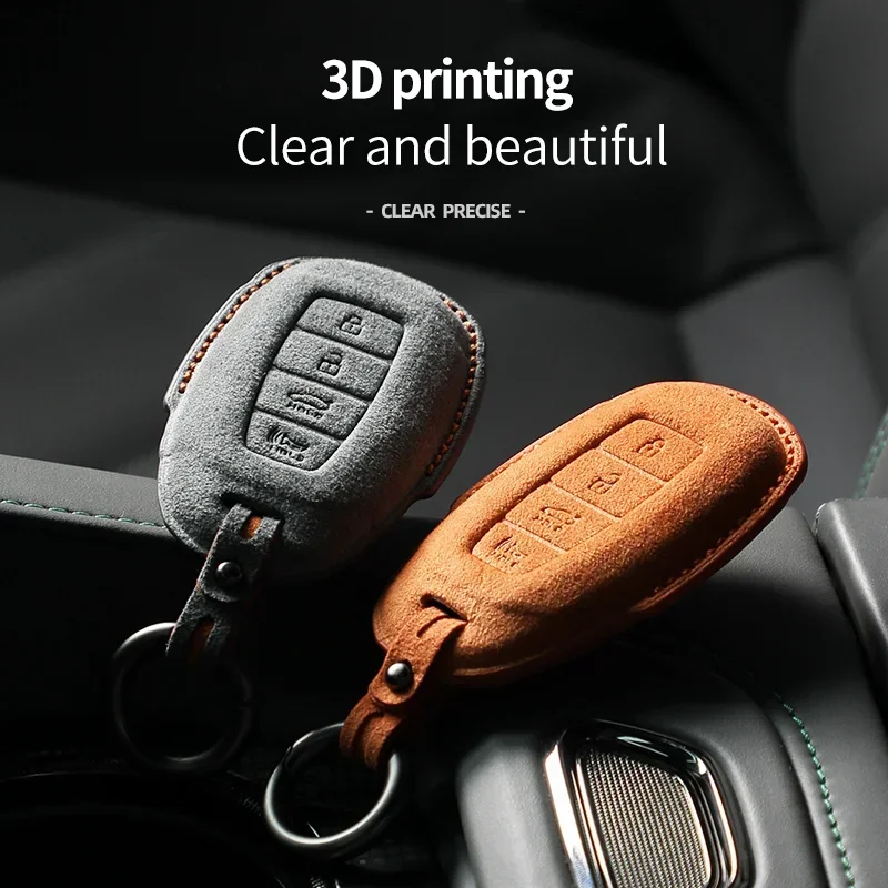 

For Hyundai Elantra Tucson Sonata 9 Verna Car Key Case Cover Suede Remote Car Key Case Shell Keychain for Hyundai Car Key Fob