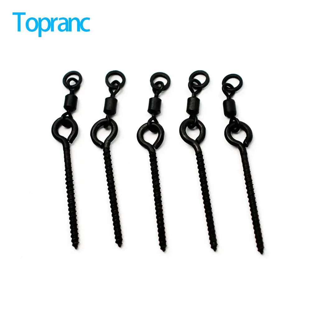 Toprance 10 Stück mattschwarze, drehbare Ringe im amerikanischen Stil + lange Schraube, geeignet für Karpfenangelzubehör