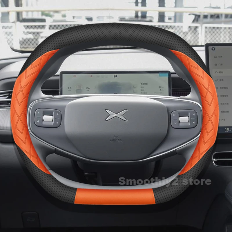 

Leather Car Steering Wheel Cover For Xpeng G6 P7 G9 2024 2025 Non-slip Auto Steering Wheel Interior Xpeng G6 Accessories