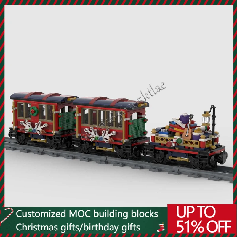 

New 563 Parts MOC Christmas Series Train Carriage Model Building Blocks Bricks Creative Assembly Educational Toys Popular Gifts