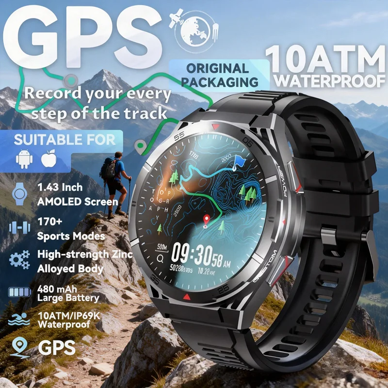 

Новые оригинальные смарт-часы 2026 года с GPS-позиционированием, ультрачетким AMOLED-дисплеем, встроенным GPS, Bluetooth-вызовами и водонепроницаемостью 10ATM. Умный браслет.