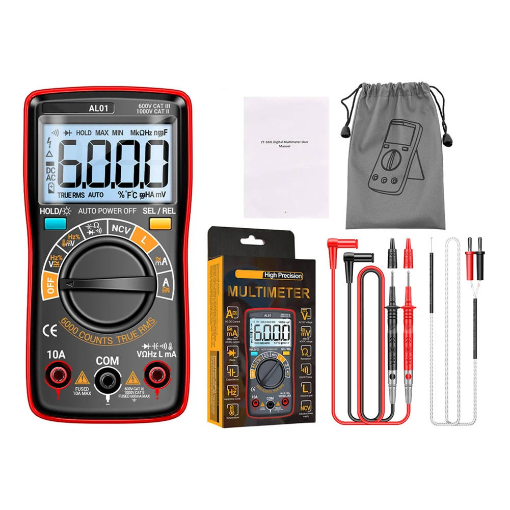 Automatic Range Digital Multimeter 65.5*33*131mm High-Definition Display True RMS Measurement Adjustable Back Support