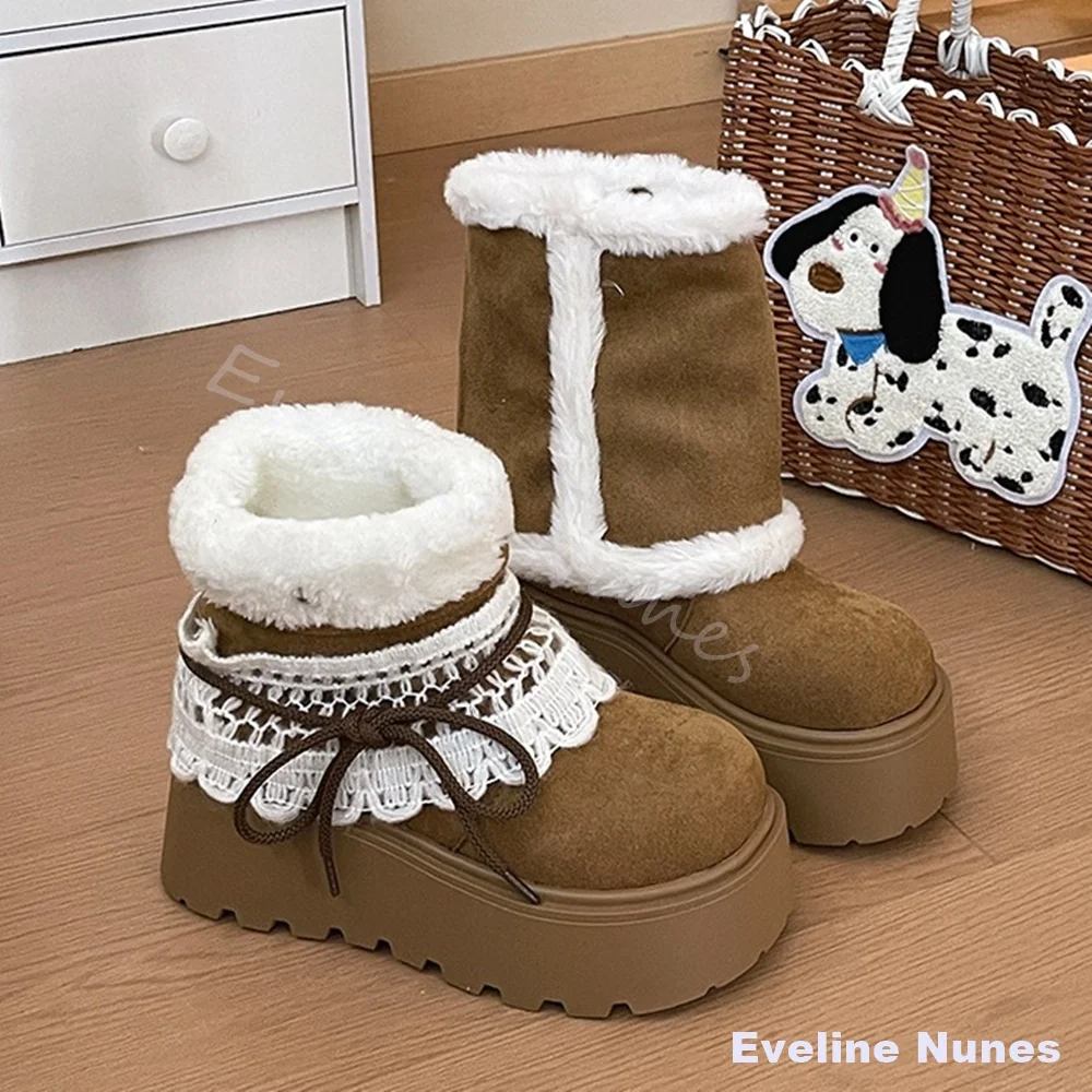 Detachable Fleece Lined Warm Snow Boots Women Round Toe Thick-sole 2026 New Winter Height Increasing Non-slip Plush Cotton Boots view 6