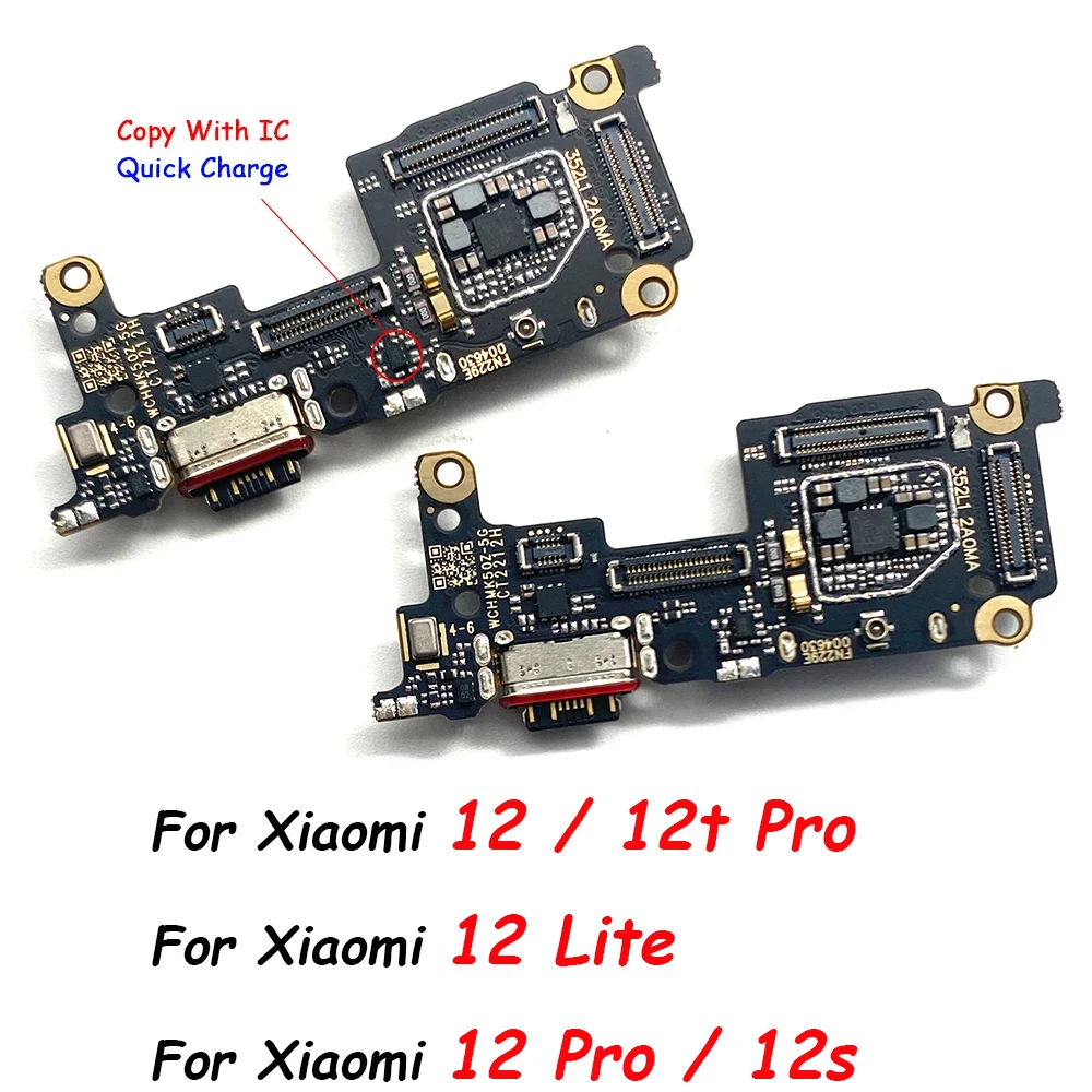 

USB Port Charger Dock Plug Connector Charging Board FLex Cable Mic Microphone Board For Xiaomi 12 Lite 12S 12T Pro 12