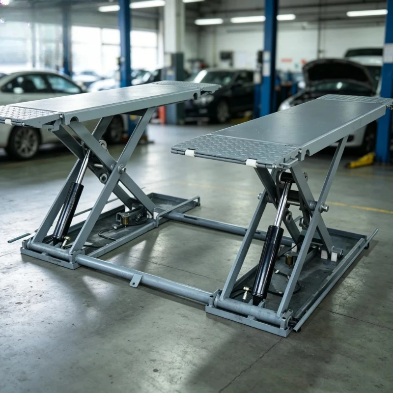 Hydraulic alignment double cylinder car scissor lift 220V 3000kg electric drive platform CE certified 40 inch lift
