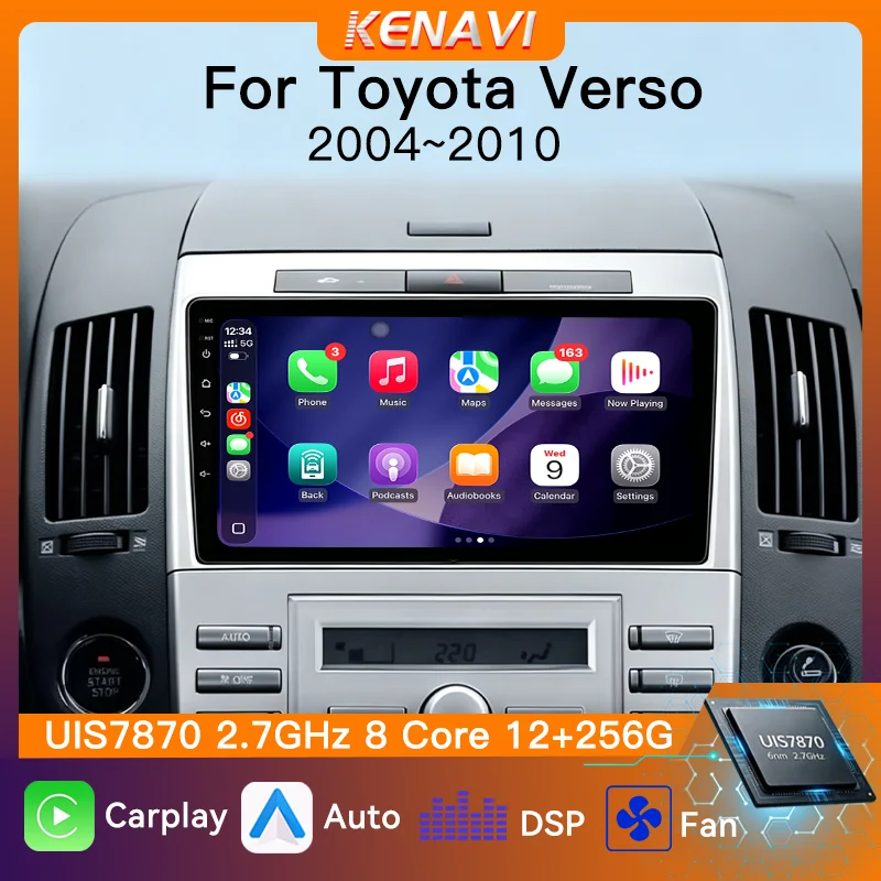 UIS7870 Car Stereo Radio Wireless Carplay Android Auto For Toyota Verso 2004‑2010 GPS DTS Multimedia Player AM FM RDS Head Unit
