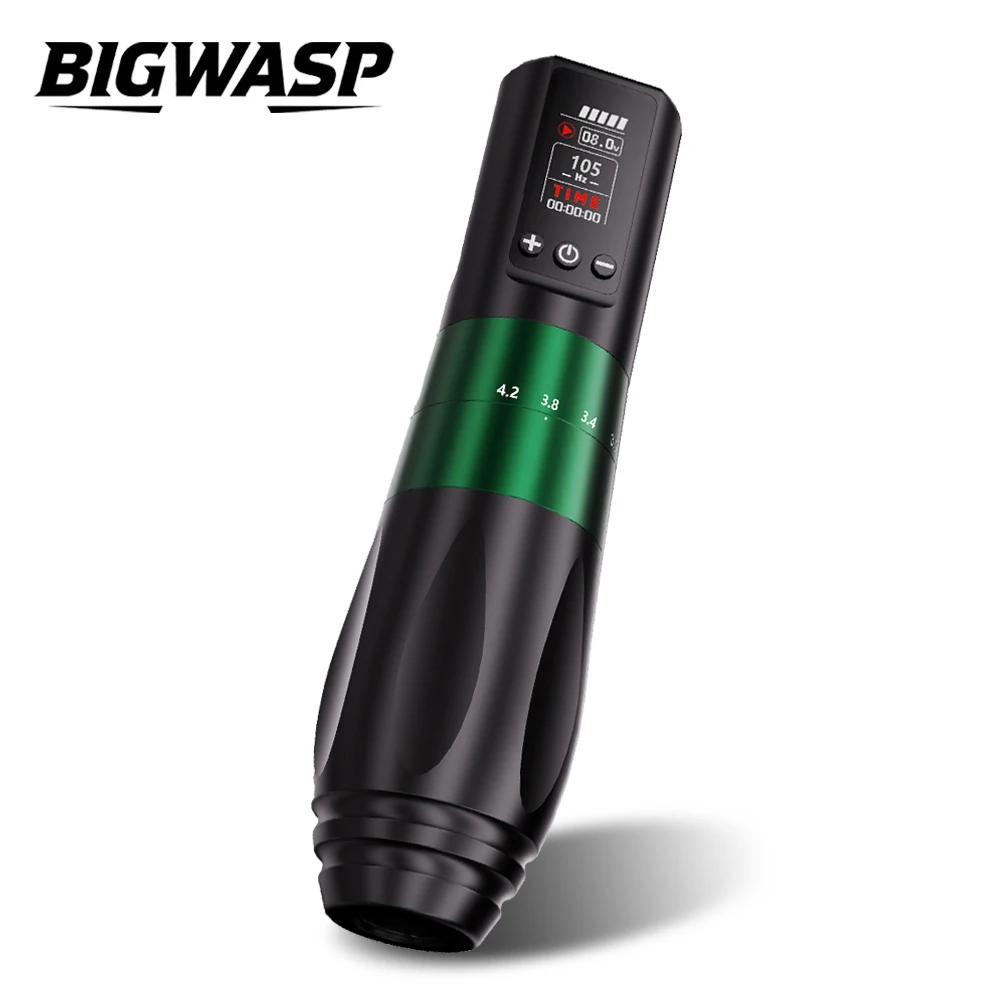

Профессиональная беспроводная тату-машинка BIGWASP с регулируемым ходом 2,0-4,2 мм, бессердечный двигатель, аккумулятор 1800 мАч, ручка для татуировки для художника