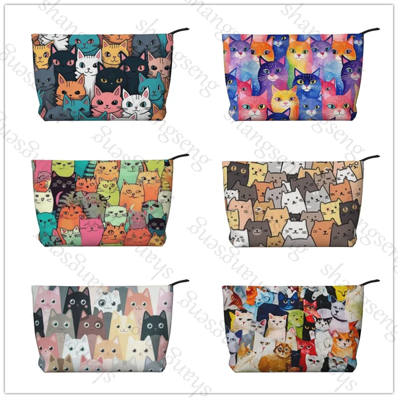 

Cartoon Anime Cat Corduroy cosmetic bag portable travel toiletries bag, beauty makeup skin care sundries storage bag