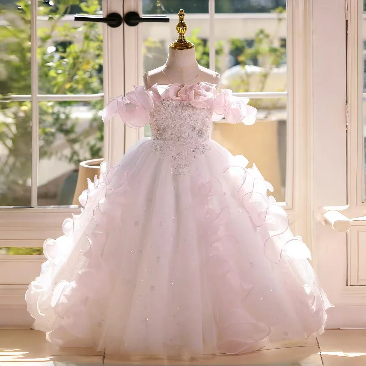 

Dreamy Vow D181, великолепное розовое платье принцессы с цветочным узором для девочек, длинное детское пышное бальное платье на свадьбу, день рождения, праздник