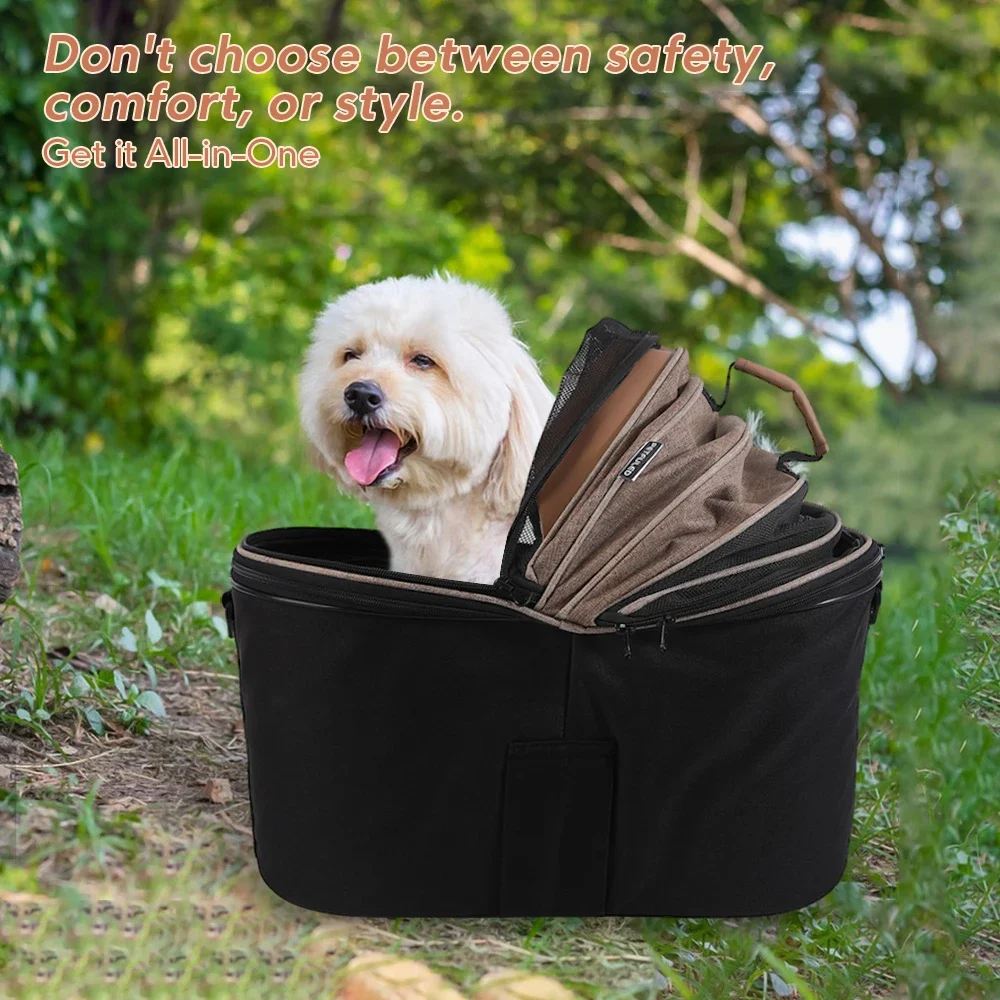 Dog rear bicycle basket,  pet commuter seat basket for rear of bicycle, easy to comfortable padded bicycle basket