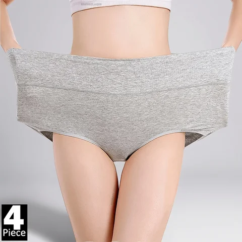 4Pcs/Lot High Waist Underwear Cotton Panties Women Body Slim Abdominal Underwear Plus Size Girls Briefs Female Lingerie Shaper