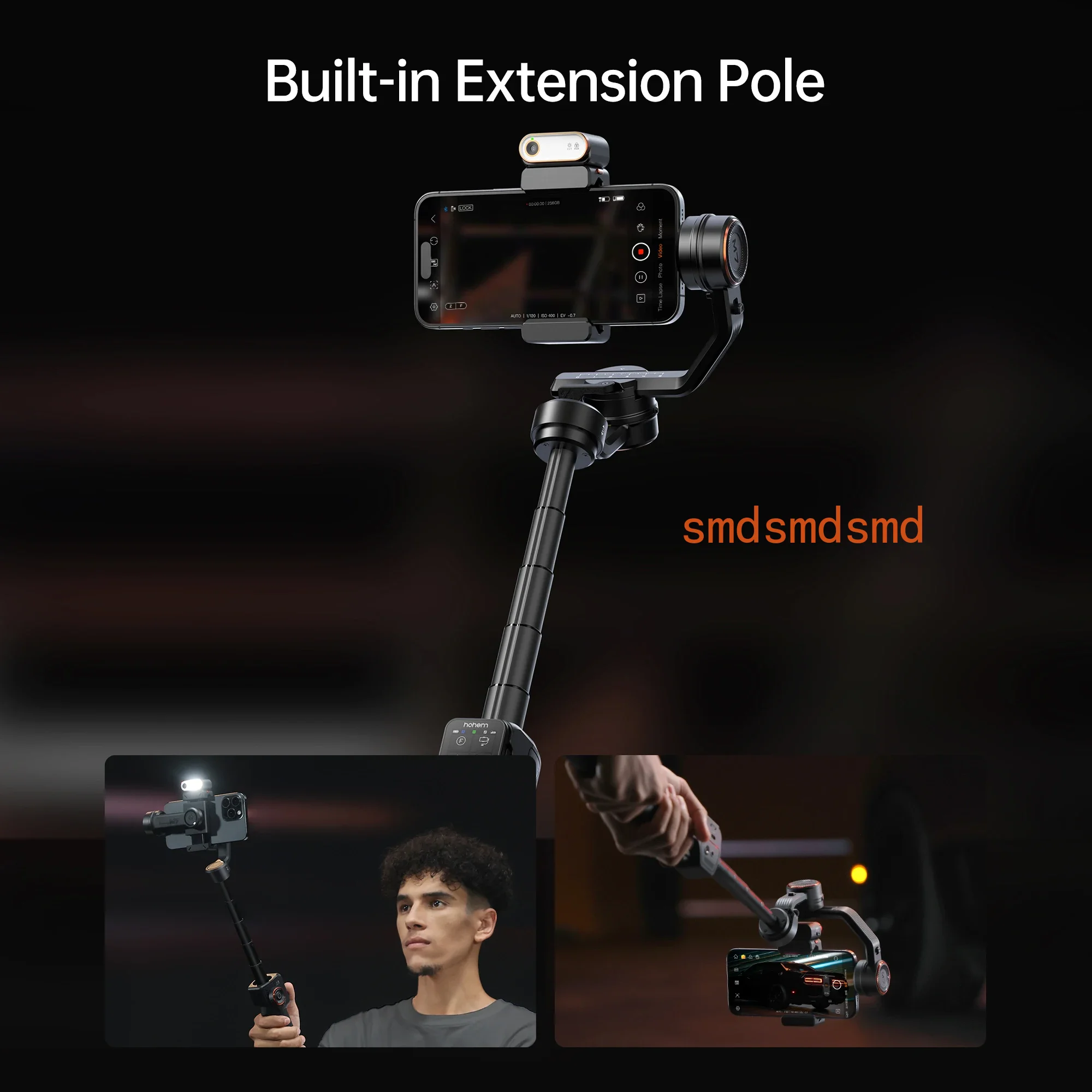 М7 Stabilizer Ai Face Tracking 3-Axis Phone Gimbal Built-in Selfie Stick iPhone16/Samsung Gimbal