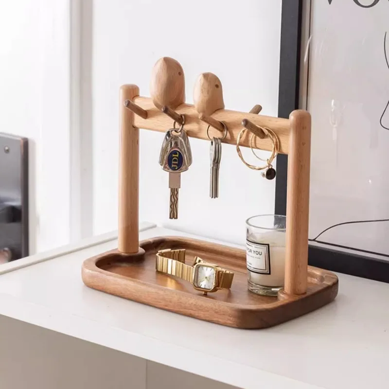 

Entryway Key Storage Rack, Decorative Tray with Hooks, Household Front Door Organizer, Creative Nordic Key Bowl Display
