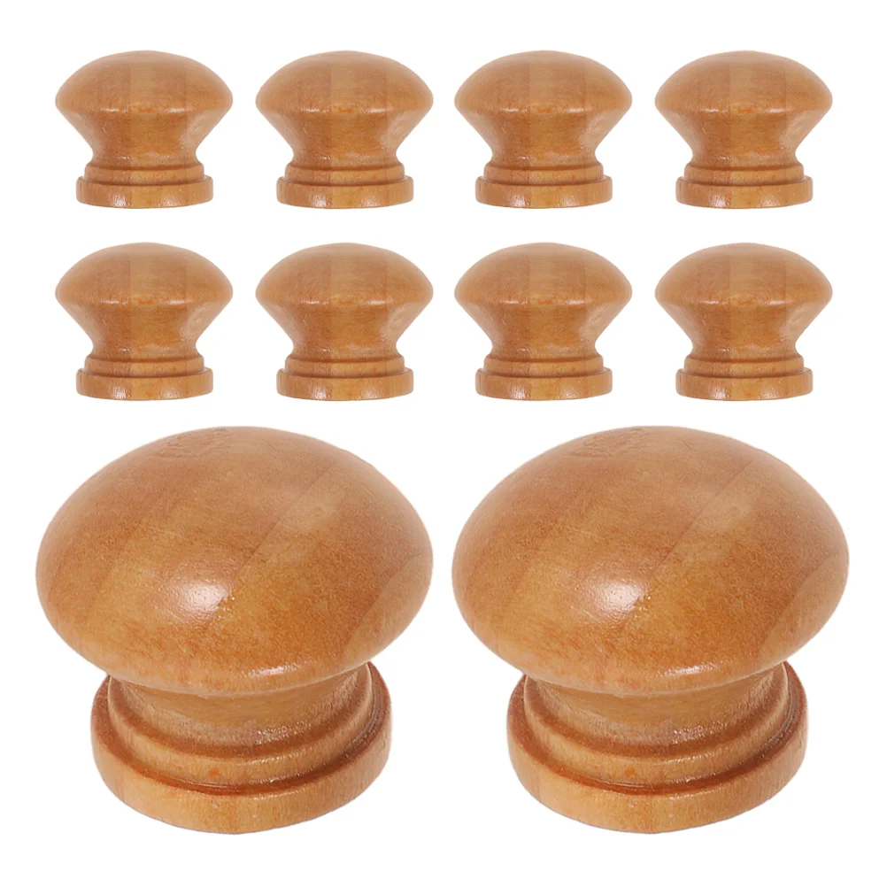 10 Pcs Knob Wooden Handle Drawer Mushroom Knobs Cabinet Handles Closet Door Pulls