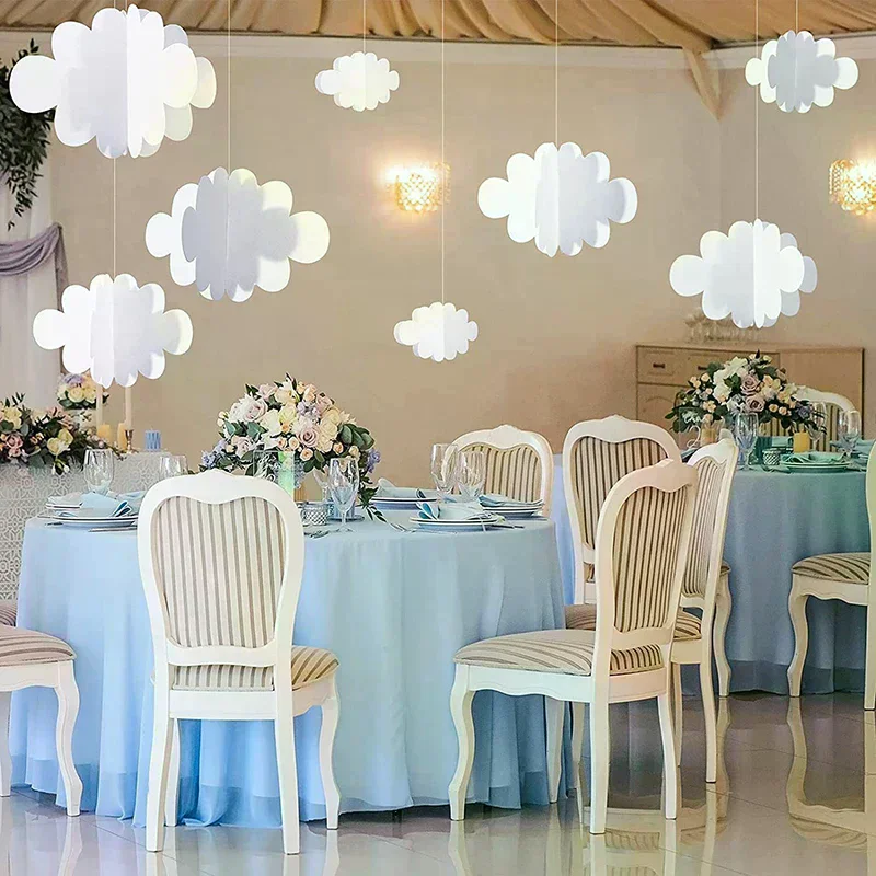 3D Cloud Decorations White Hanging Clouds For Ceiling Cloud Party Decorations Cloud Ornaments Hanging Ceiling Decoration 16Pcs