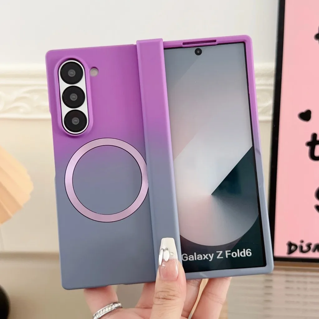 Gradient Color Magnetic For Magsafe Hinge Protection Phone Case For Samsuang Galaxy Z Fold 8 Ultra 7 6 5 4 3 Shockproof Cover