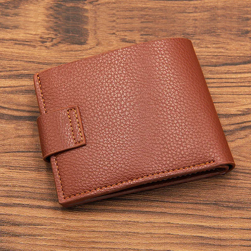 2022 New Short Men Wallets Small Magnetic Buckle Card Holder Photo Holder Slim Male Print Wallet Zipper Coin Pocket Men Purses