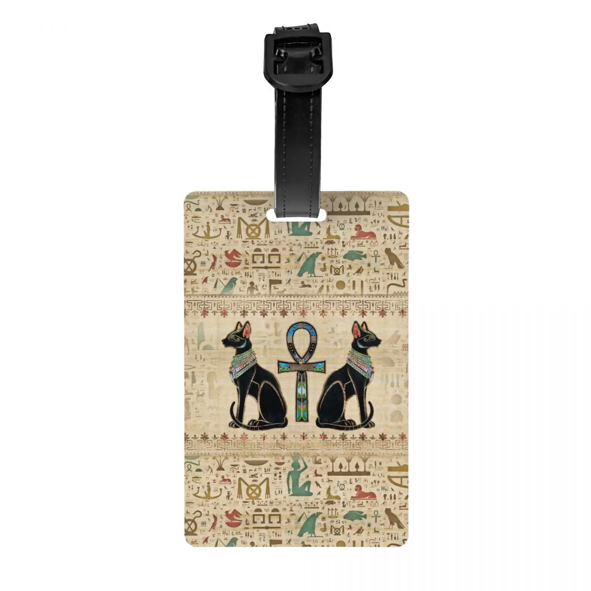 Gatos Egípcios personalizados e Ankh Cruz Bagagem Tag, Bagagem Tag, Cartão de Nome, Antigo Egito Privacidade Capa, Rótulo De Identificação Para Saco De Viagem, Capa Mala