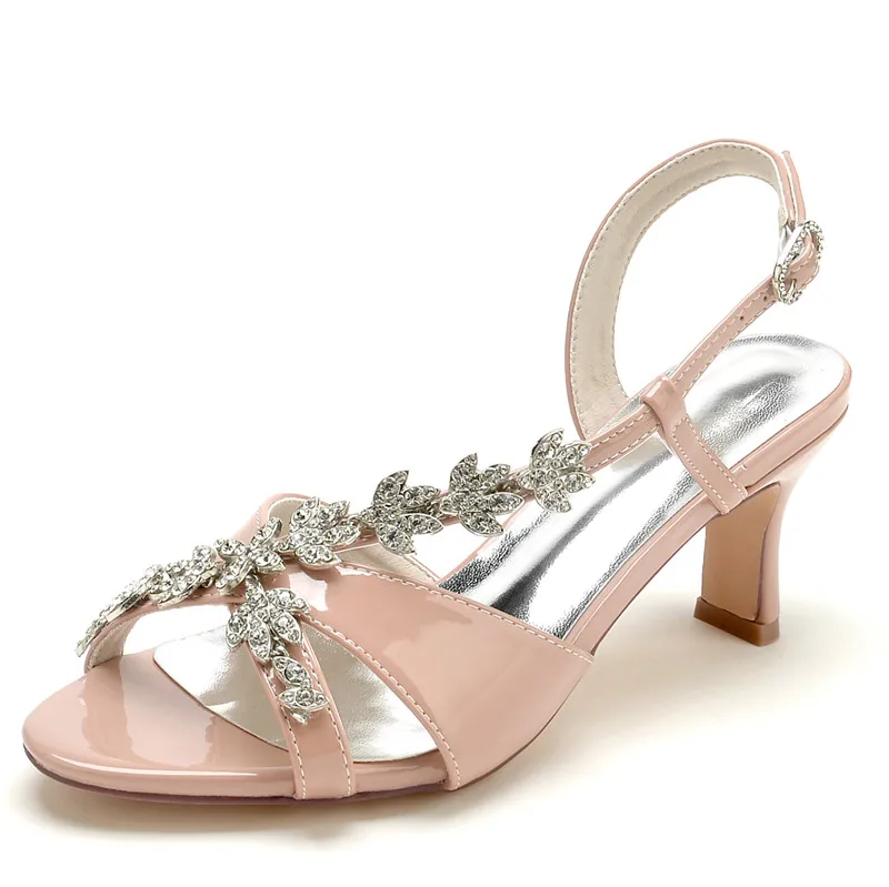 

Mid Heel Rhinestones Wedding Sandals Women Heels Slingback Prom Evening Formal Party Heeled Sandal Shoes for Bridal