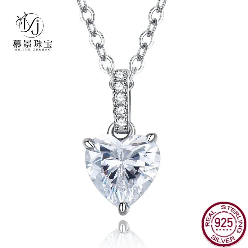 

Новое серебро S925, 1 карат, ожерелье с высокоуглеродистым бриллиантом Love, 7*7, простой стиль, кулон, цепочка в форме сердца, 40 + 5, свадебные украшения