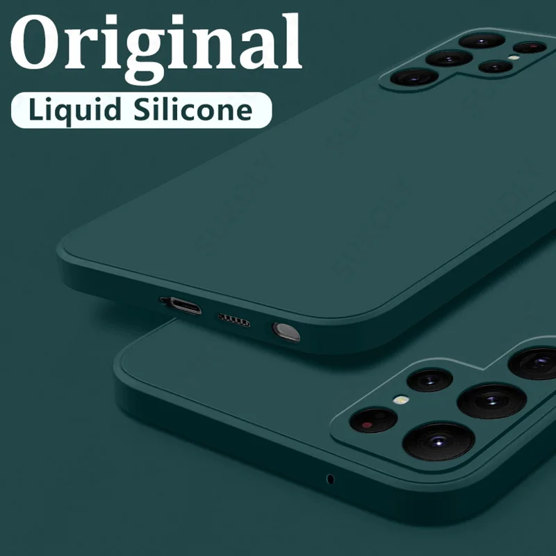 Case Voor Samsung Galaxy S24 S23 S22 S25 Ultra S24 FE A56 A55 A53 A54 A16 A17 5G S25 Rand Schokbestendig Vloeibare Siliconen Telefoon Cover