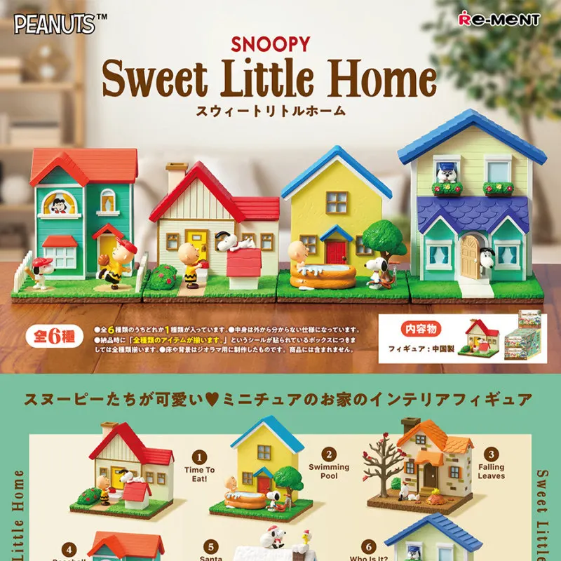 

Genuine Re-Ment Peanuts Snoopy Blind Box Sweet Little Home Miniature Scene Figurines Capsule Toy Home Decor For Collectors Gifts