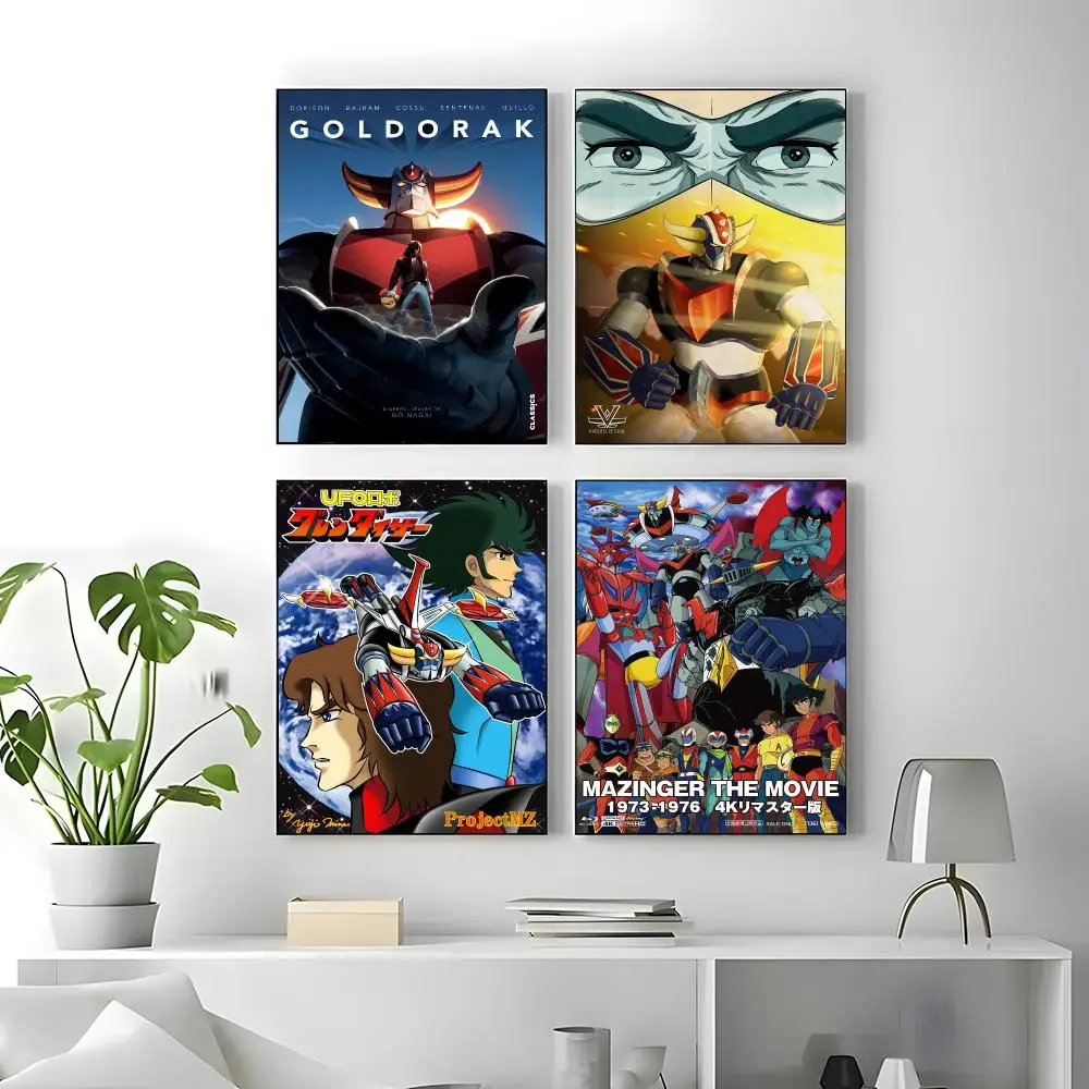 Anime Ufo Robot Goldrake Poster Self-adhesive Art Waterproof Paper Sticker Coffee House Bar Room Wall Decor