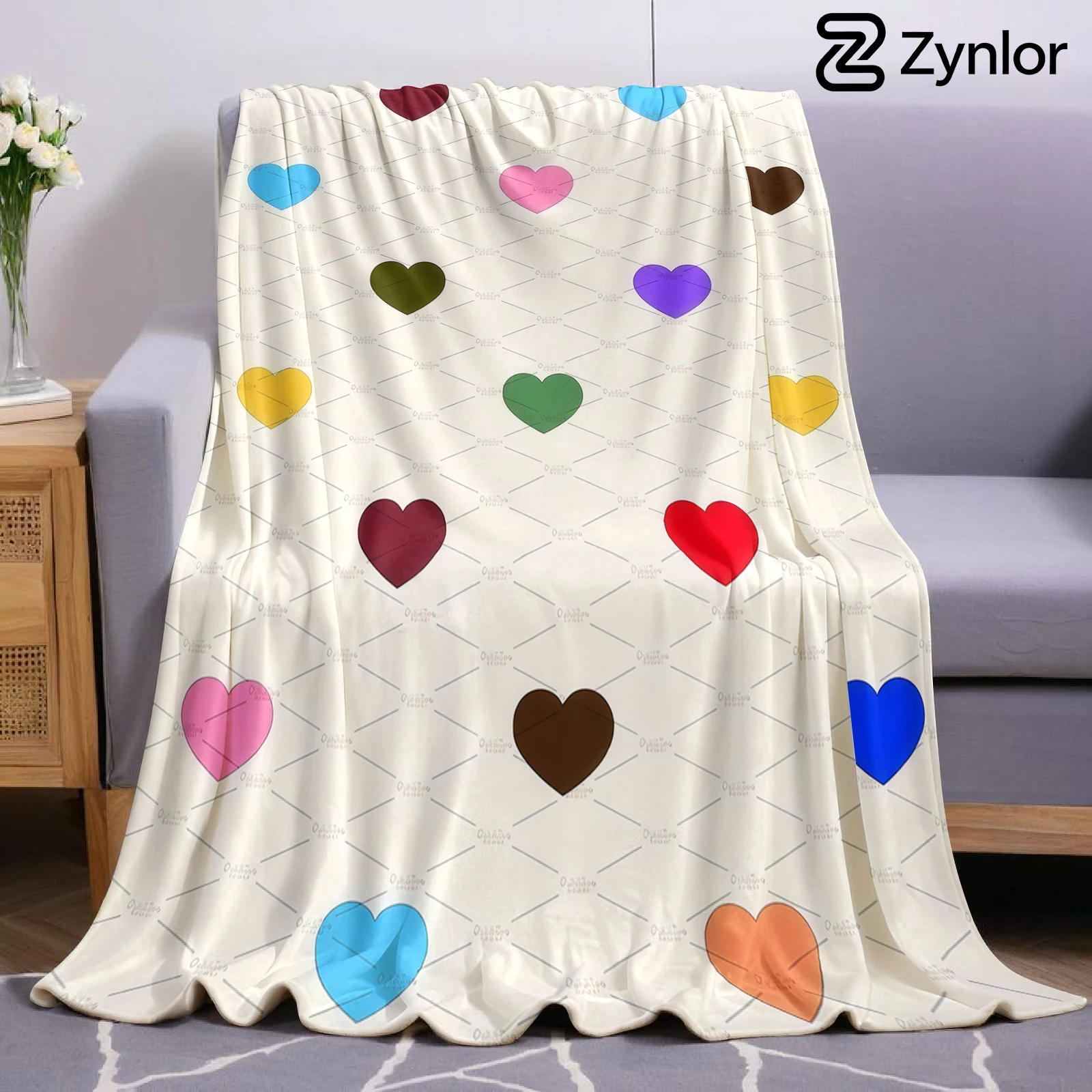 Rainbow Diamond Heart Ultra Soft Sherpa Fleece Blanket Fluffy Warm Halloween Cozy Throw for Sofa Couch Bedroom Gift All season