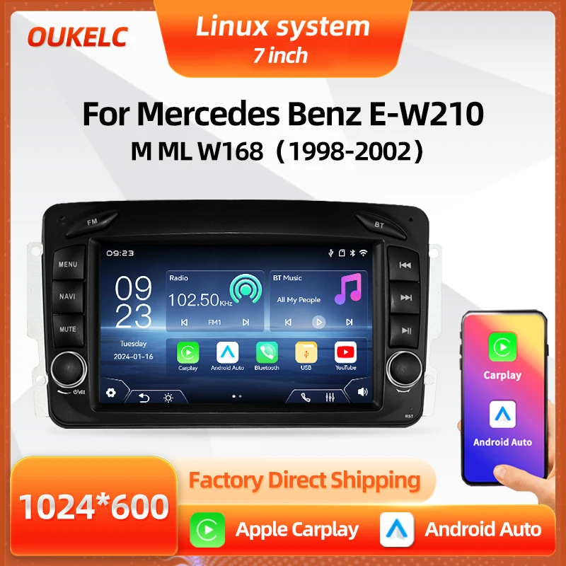 

For Mercedes Benz E-W210 M ML W168 Wireless Carplay Navigtion Monitor Player Android Auto Radio Multimedia BT Car Linux System