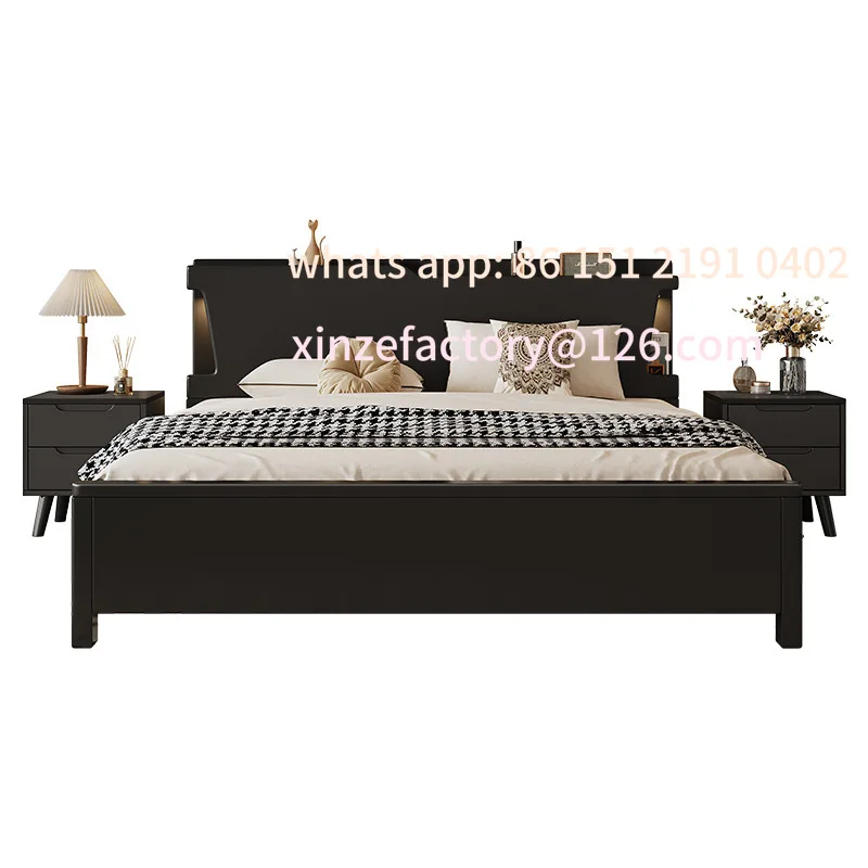Customizable high PC and console game bedroomand breakfast black American retro bed frame with bedside s