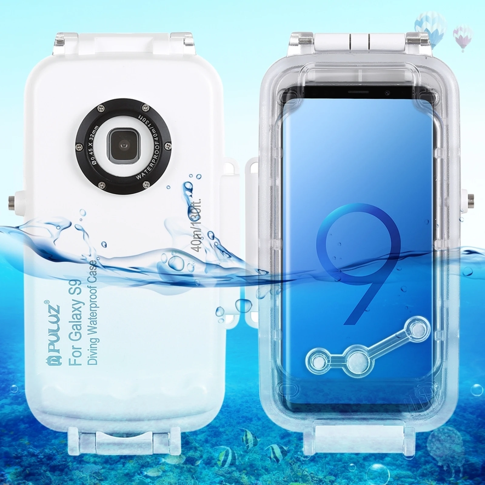 

PULUZ for Samsung Galaxy S9 / S9+ Diving Case 40m/130ft Waterproof Housing Photo Video Taking Underwater Case Snorkeling Cover